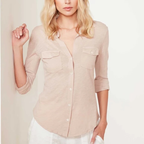 James Perse Tops Standard James Perse Sheer Slub Side Panel Shirt In Himalayan Salt Size 3 L